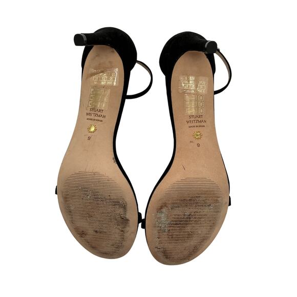 Stuart Weitzman 'Nudist' Black Suede Sw Bow 75 Sandal Size 9 - Picture 5 of 6